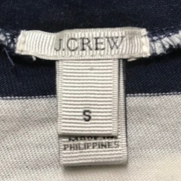 J. Crew Navy Blue & White Striped Tissue Turtleneck Top - Picture 2 of 8
